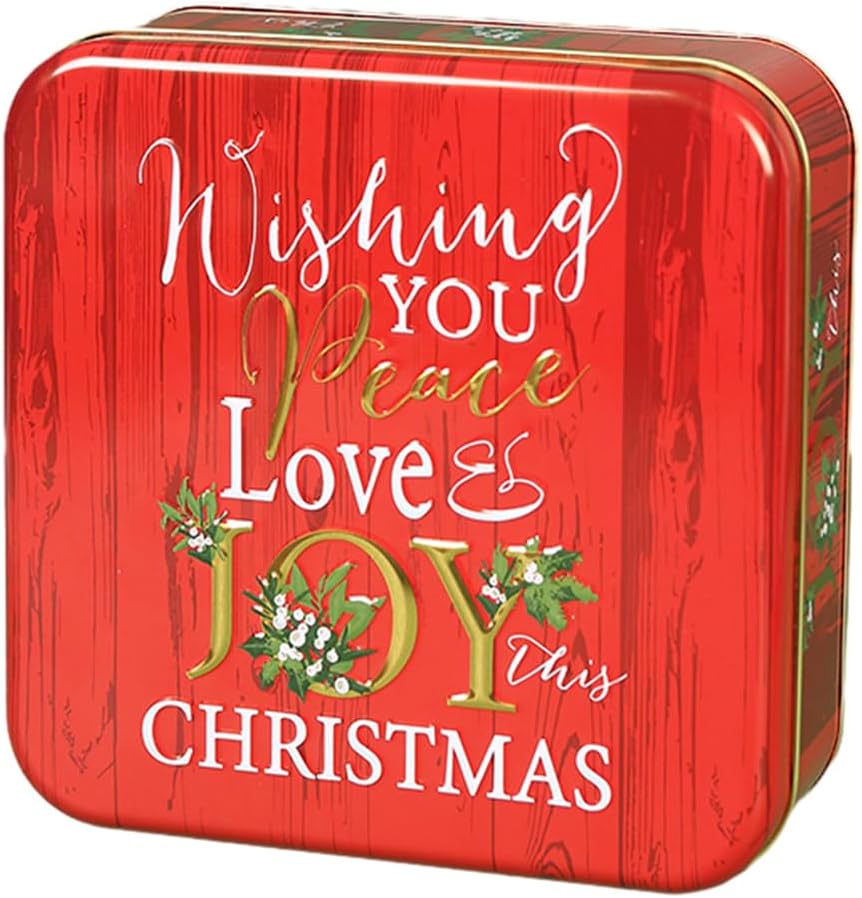 Christmas Embossed Square Cookie Tin - Joy of Christmas