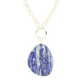 Blue Lapis Slab Pendant Golden Necklace