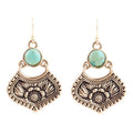 Blue Turquoise Flourish Golden Drop Earrings