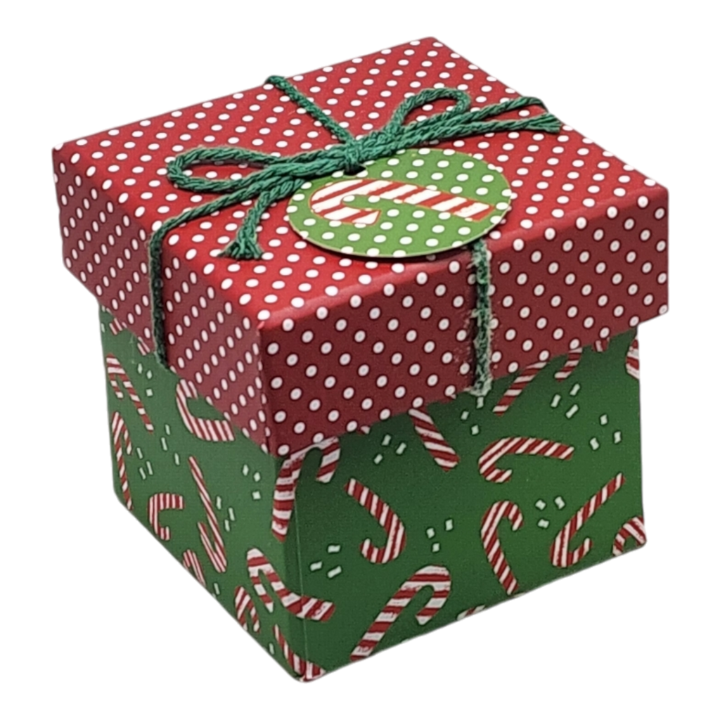 Gift Box Cube for Gift Cards - 3" x 3" -  Candy Canes