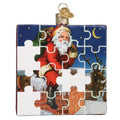 Santa Jigsaw Puzzle Glass Ornament