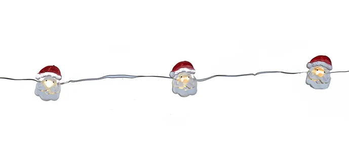 20-Light Battery-Operated LED String Lights - Santa