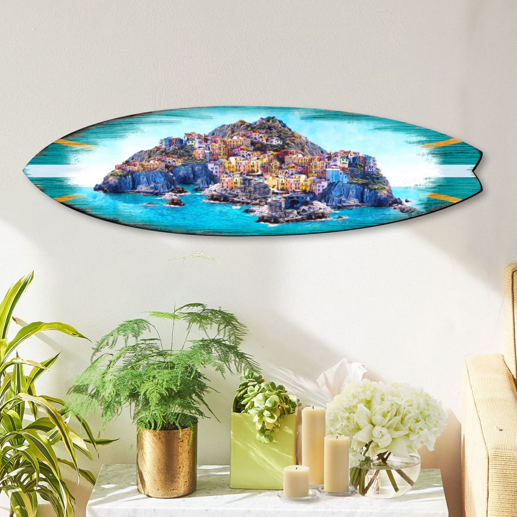 Island Surfboard Coastal Door Art by G. DeBrekht - Coastal Holiday Decor - 8490101HS