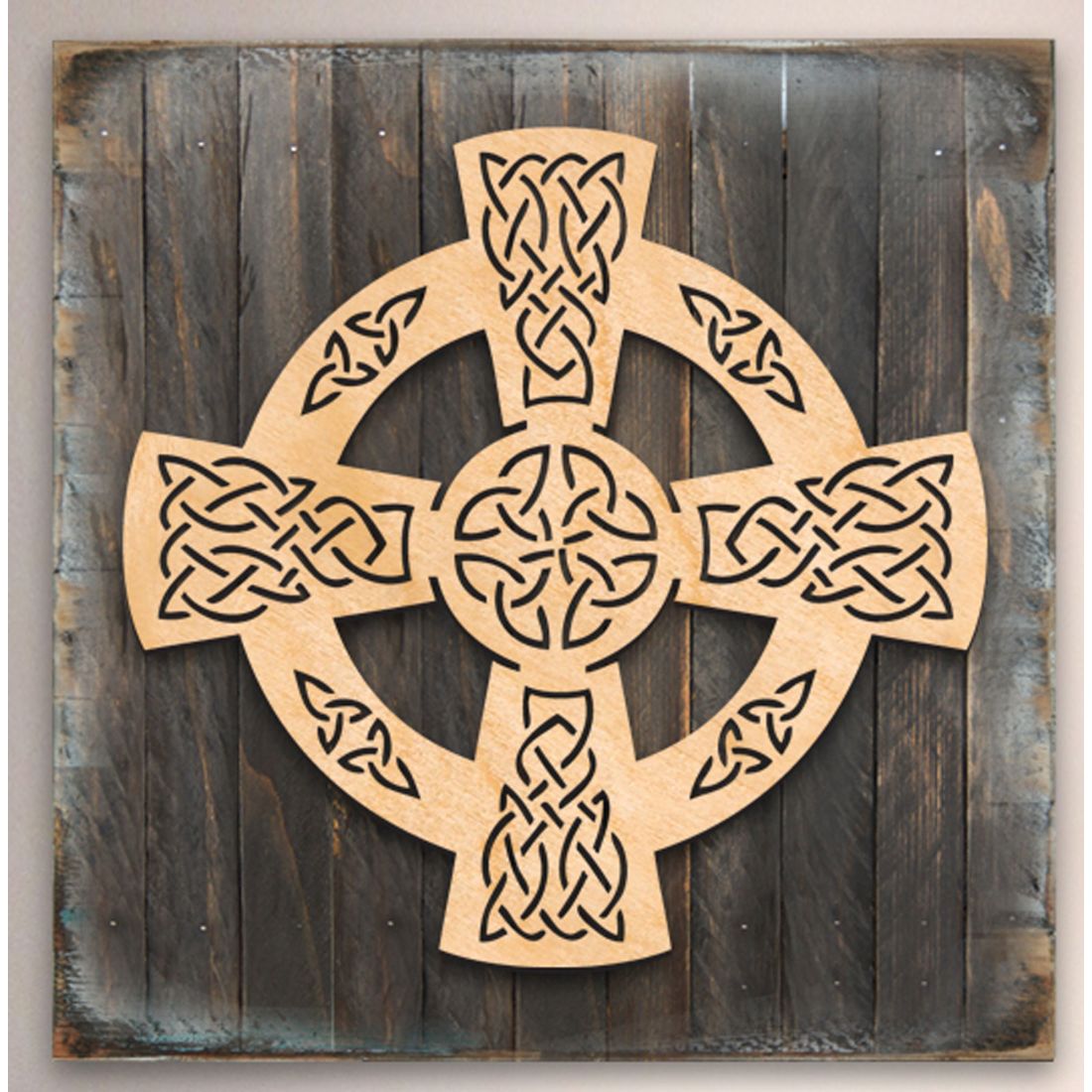Celtic Wheel Cross Art Wooden Wall Art by Celtic Art - Celtic Decor - 953161B