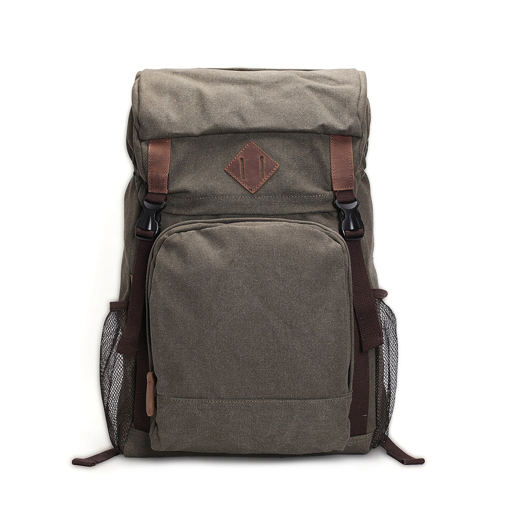 ROCKCOW Waxed Canvas Backpack, Rucksack, Hiking Travel Backpack AF16