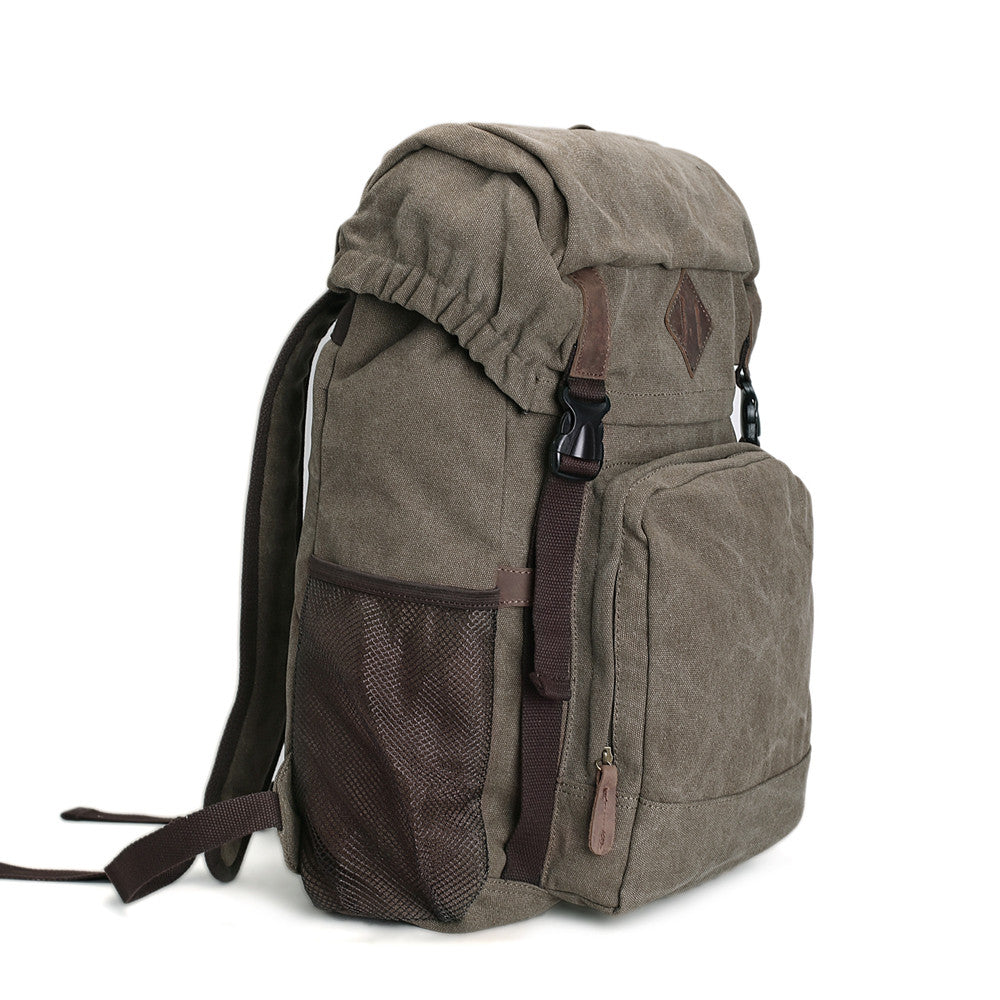 ROCKCOW Waxed Canvas Backpack, Rucksack, Hiking Travel Backpack AF16