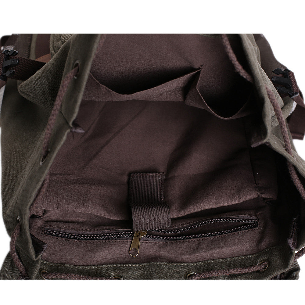 ROCKCOW Waxed Canvas Backpack, Rucksack, Hiking Travel Backpack AF16