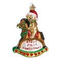 Babys First Christmas Rocking Horse Teddy Glass Ornament