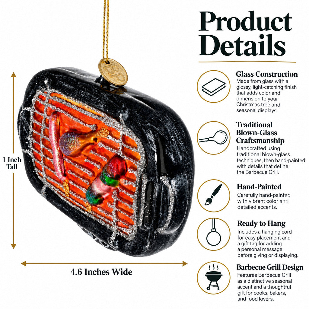 Barbecue Grill Glass Christmas Ornament