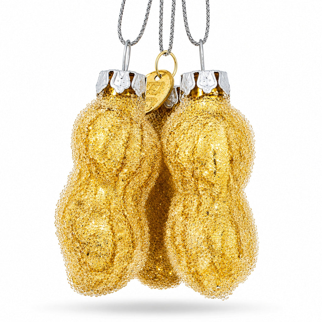 Trio of Peanuts Glass Christmas Ornament