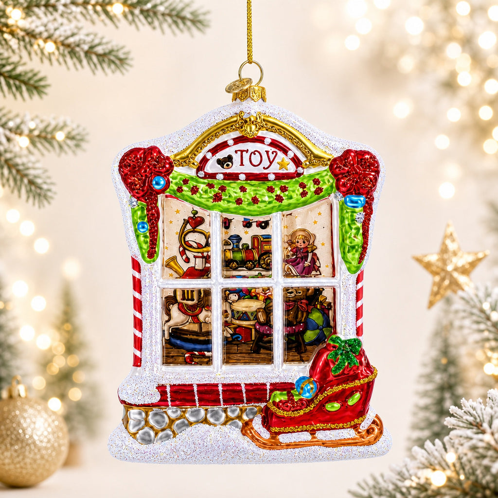 Winter Wonderland Toy House Glass Christmas Ornament