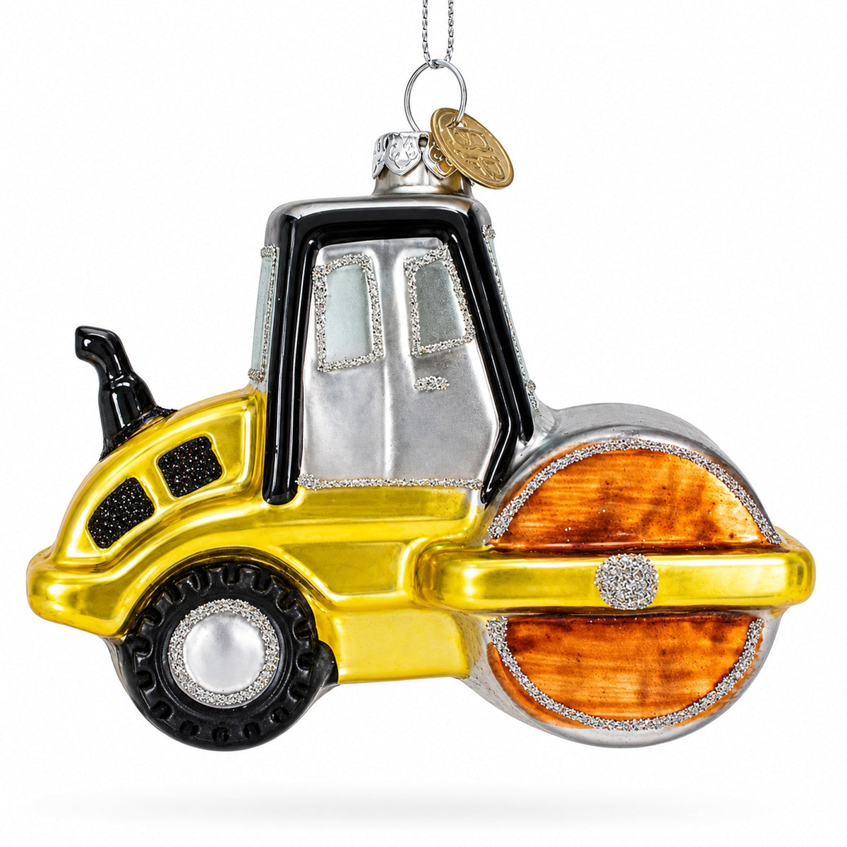 Road Roller Glass Christmas Ornament