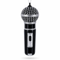 Black Microphone Glass Christmas Ornament