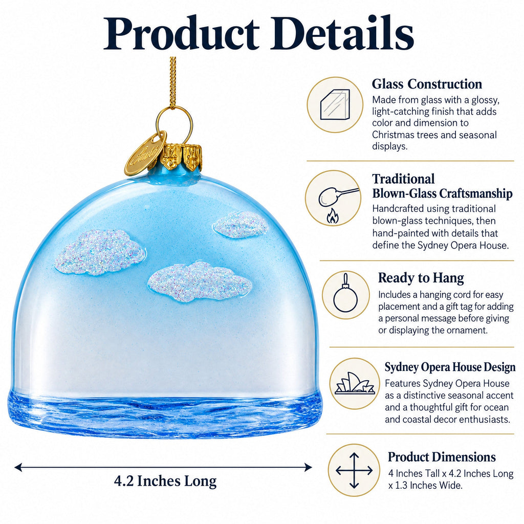 Sydney Opera House Glass Christmas Ornament