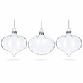 Set of 3 Onion Shape Clear Glass Christmas Ornament 4.15 Inches