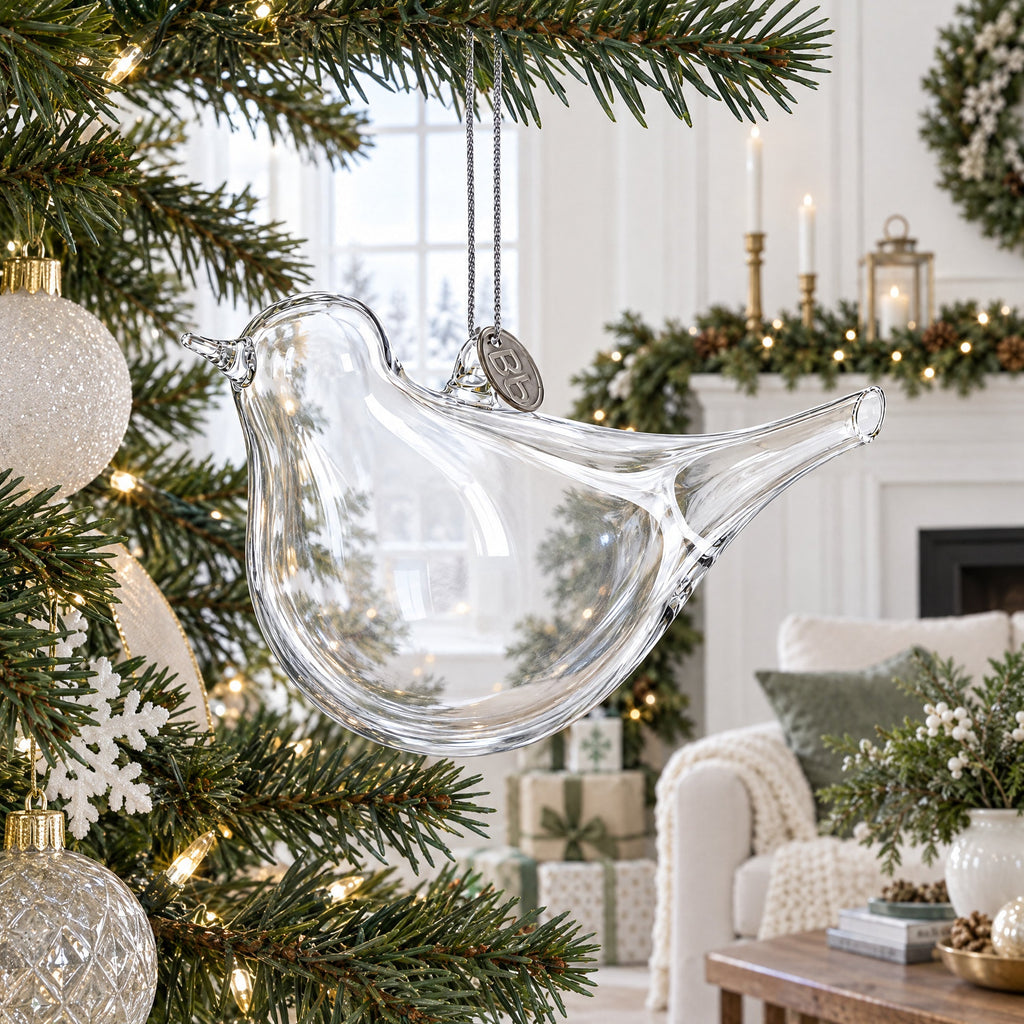 Bird Clear Glass Christmas Ornament