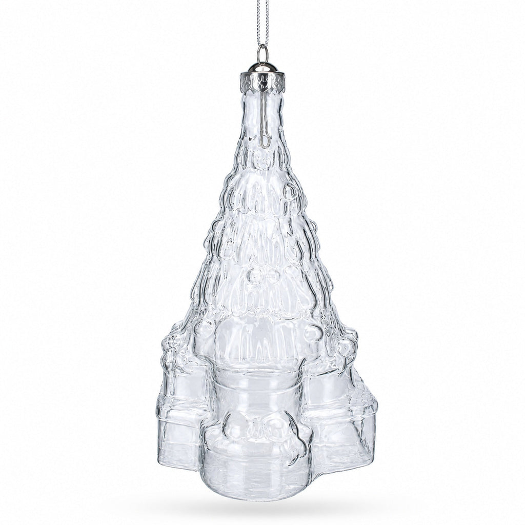 Gifts by Christmas Tree Clear Glass Christmas Ornament.