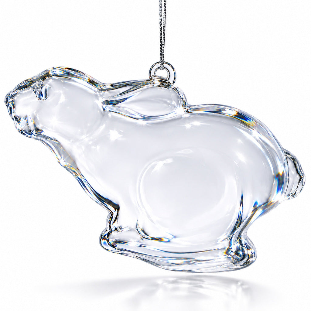 Bunny Clear Glass Christmas Ornament