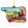 State of Oklahoma Symbols, USA Glass Christmas Ornament