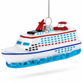 Voyage Aboard a Majestic White Cruise Ship Glass Christmas Ornament
