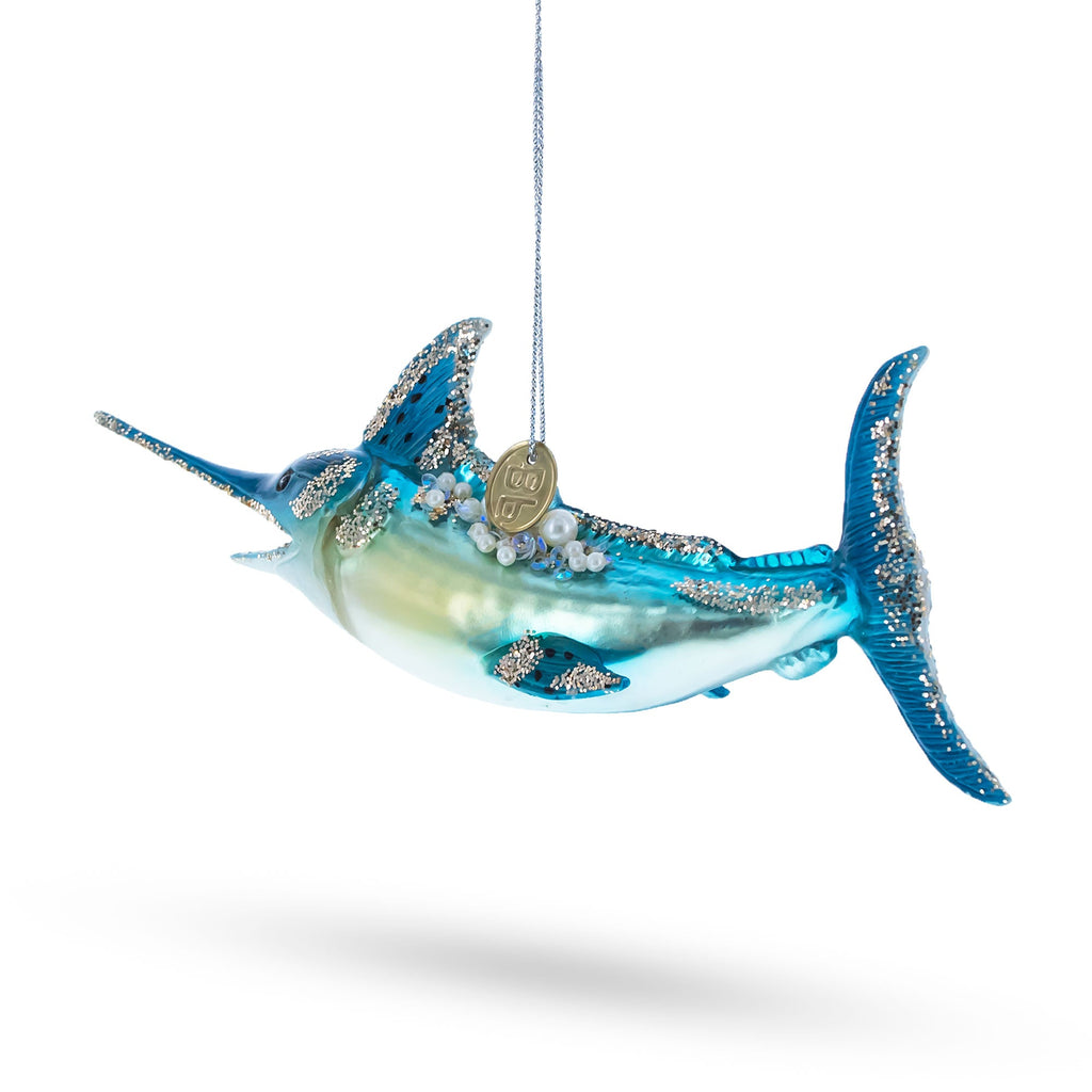 Marlin Fish Glass Christmas Ornament