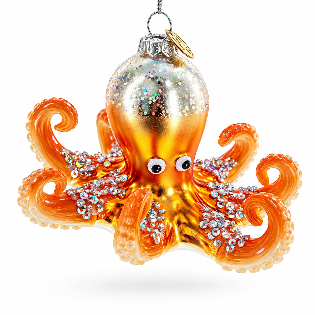 Octopus Glass Christmas Ornament