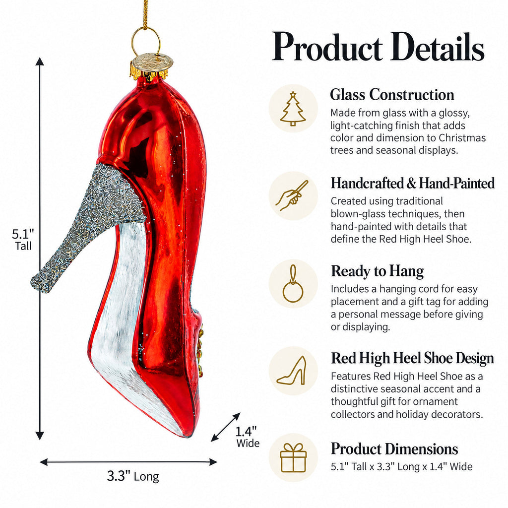 Red High Heel Shoe Glass Christmas Ornament