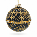 Striped Black with Diamond Accents Glass Christmas Ornament