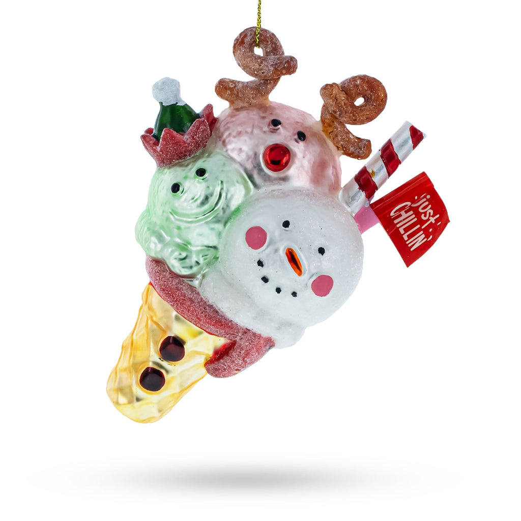 Holiday Ice Cream Glass Christmas Ornament