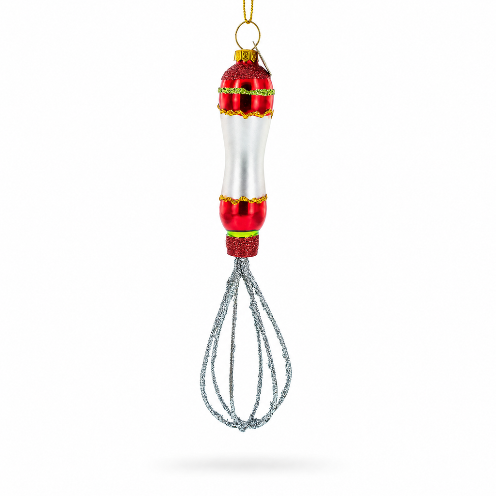 Culinary Whisk Glass Christmas Ornament