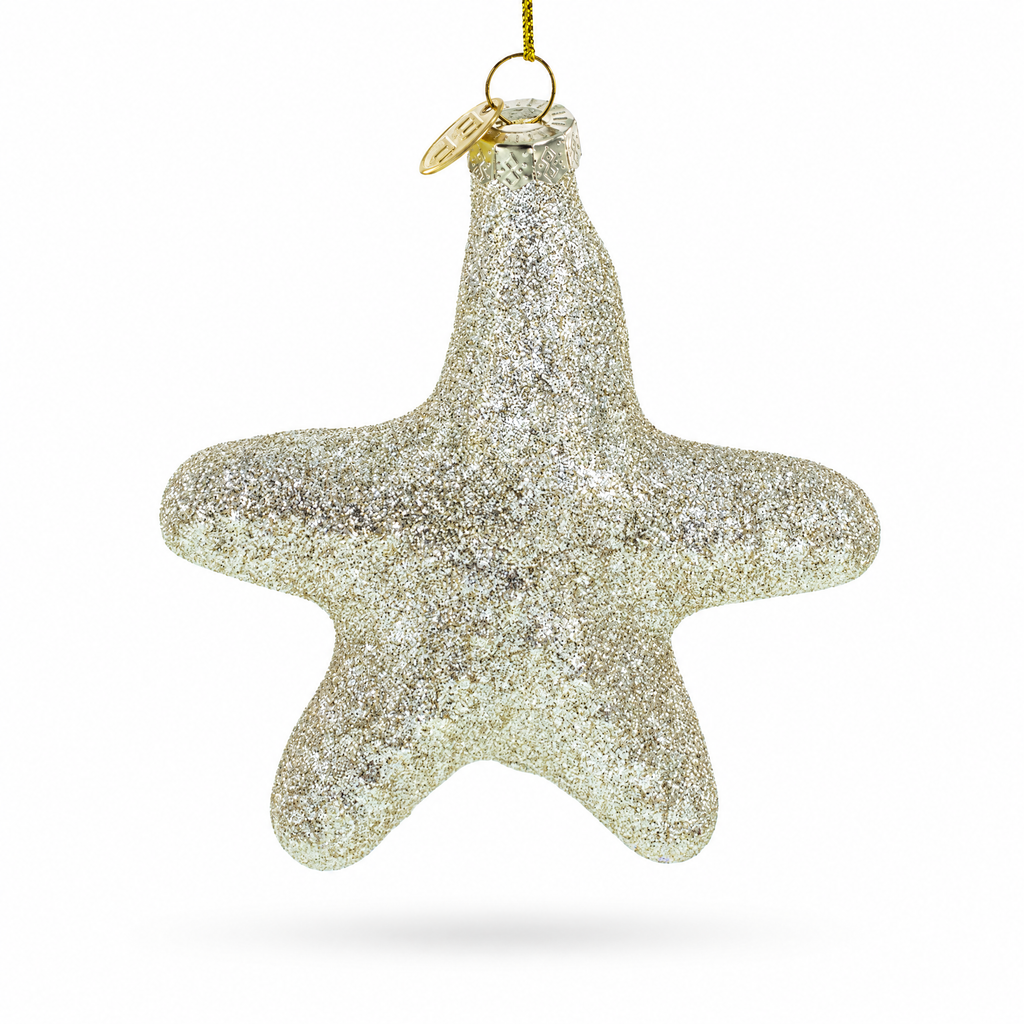 Golden Gleaming Star "Joy" Glass Christmas Ornament