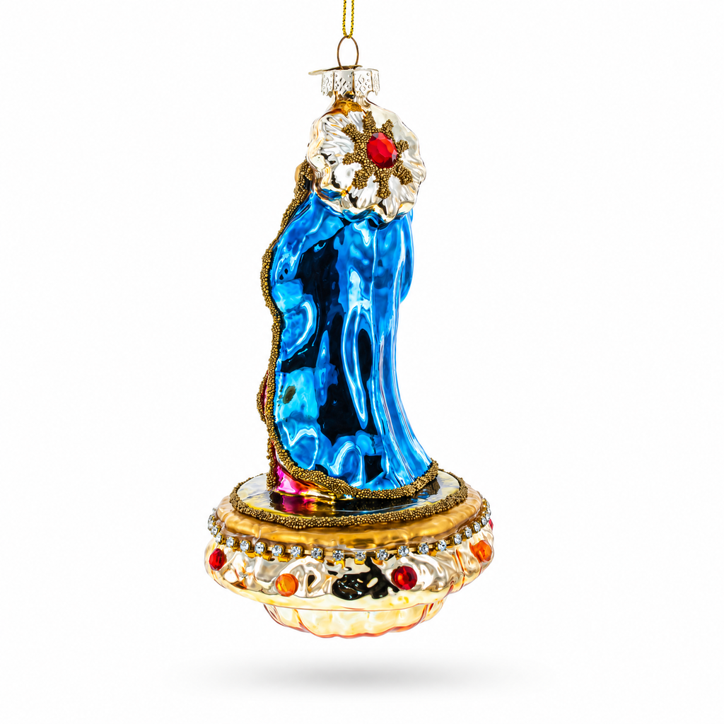 Reverent Virgin Mary with Baby Jesus Glass Christmas Ornament