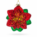 Exquisite Poinsettia Flower Glass Christmas Ornament