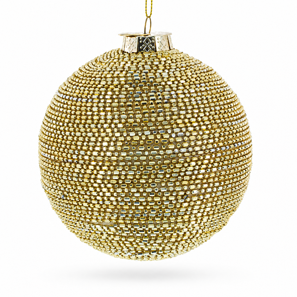 Beaded Gold Glass Ball -Glass Christmas Ornament