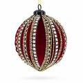 Sparkling Rhinestones on Red Glass Ball Christmas Ornament