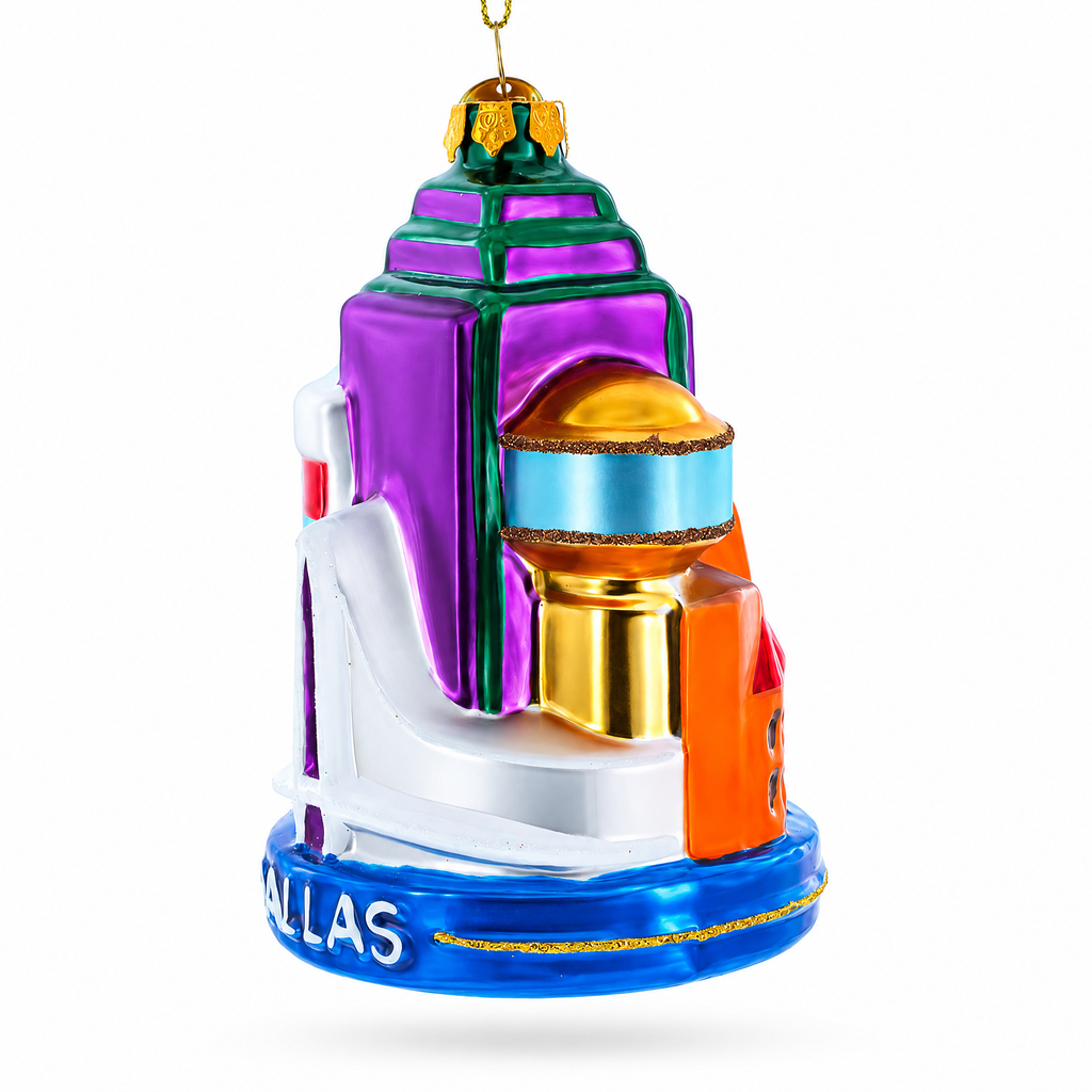 Landmarks of Dallas, Texas Glass Christmas Ornament