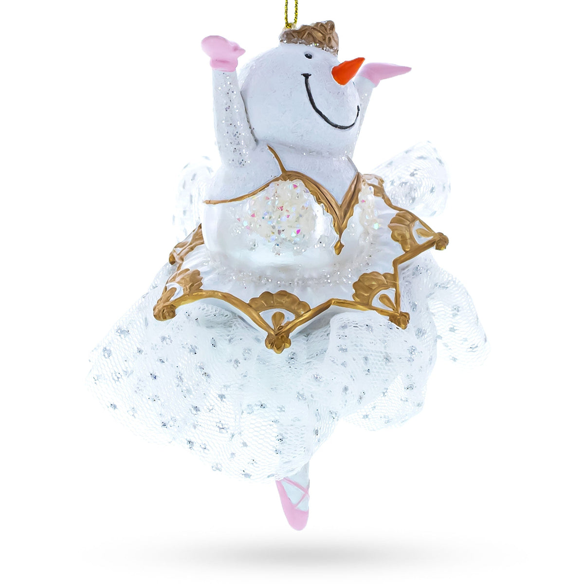 Snow Girl Ballerina Glass Christmas Ornament