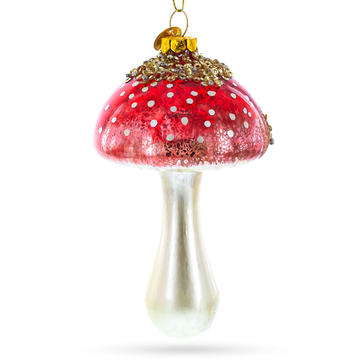 Amanita Mushroom Glass Christmas Ornament