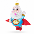 Santa the Super Hero Glass Christmas Ornament