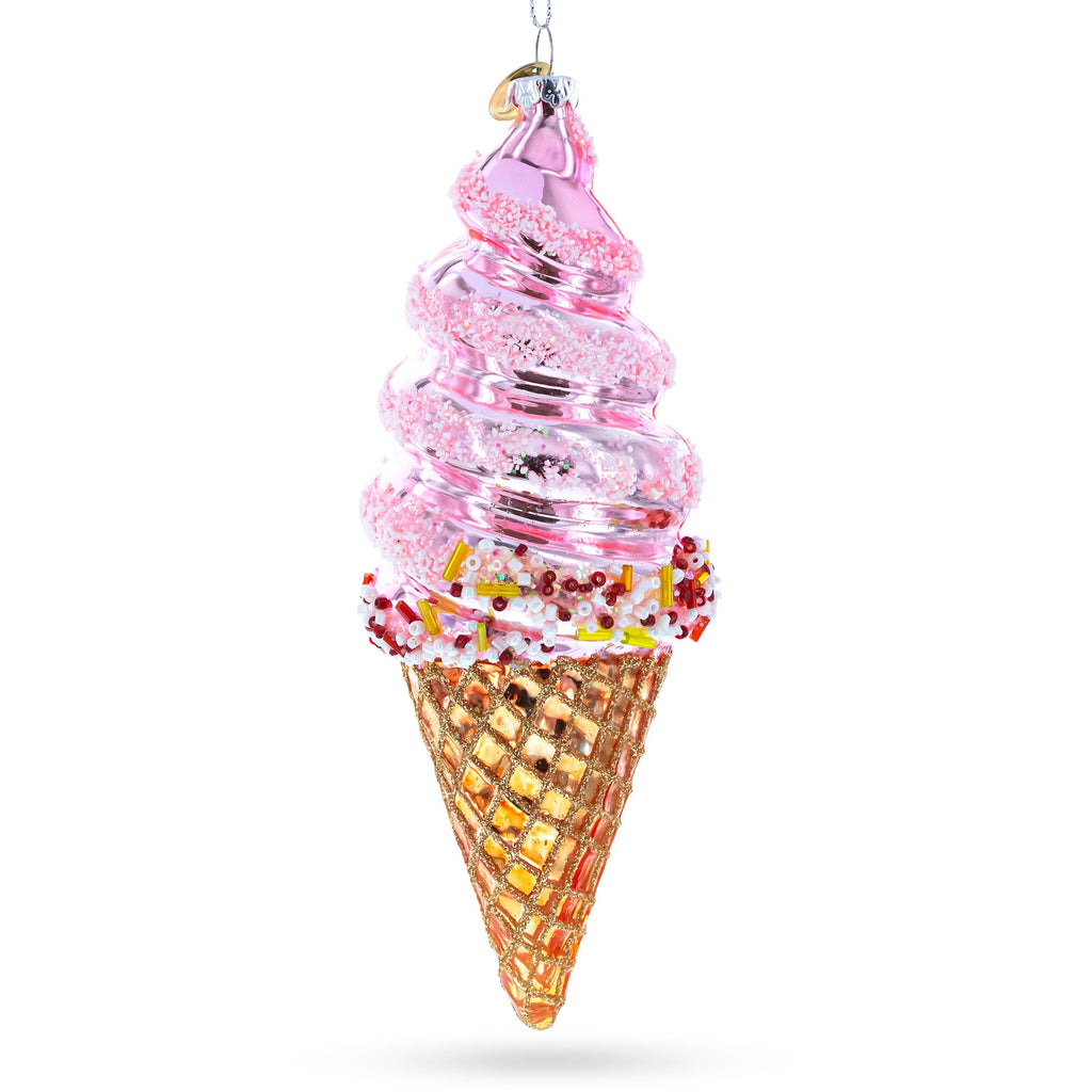 Pink Ice Cream Glass Christmas Ornament