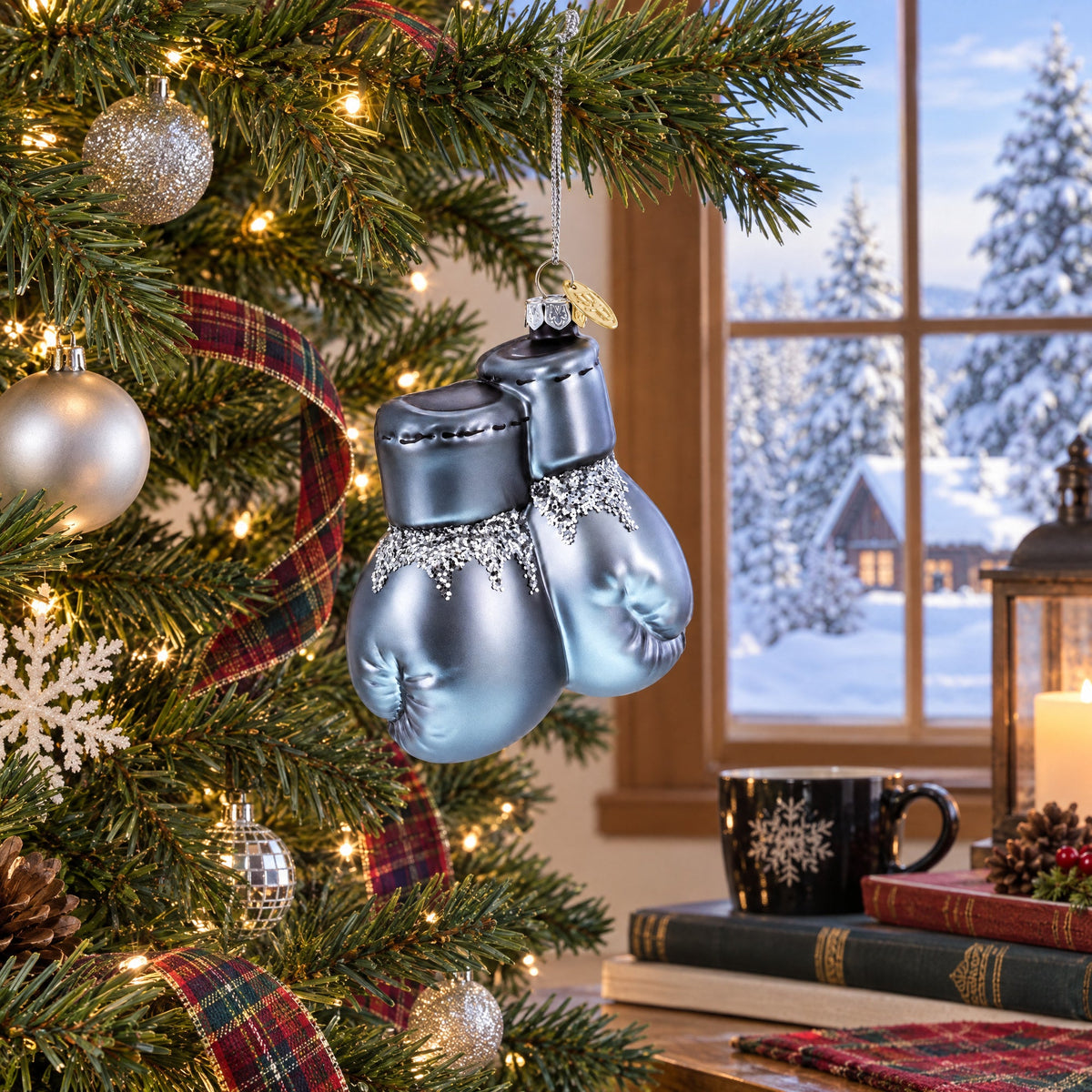 Boxing Gloves Glass Christmas Ornament