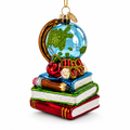 Teacher’s Globe and Books Glass Christmas Ornament