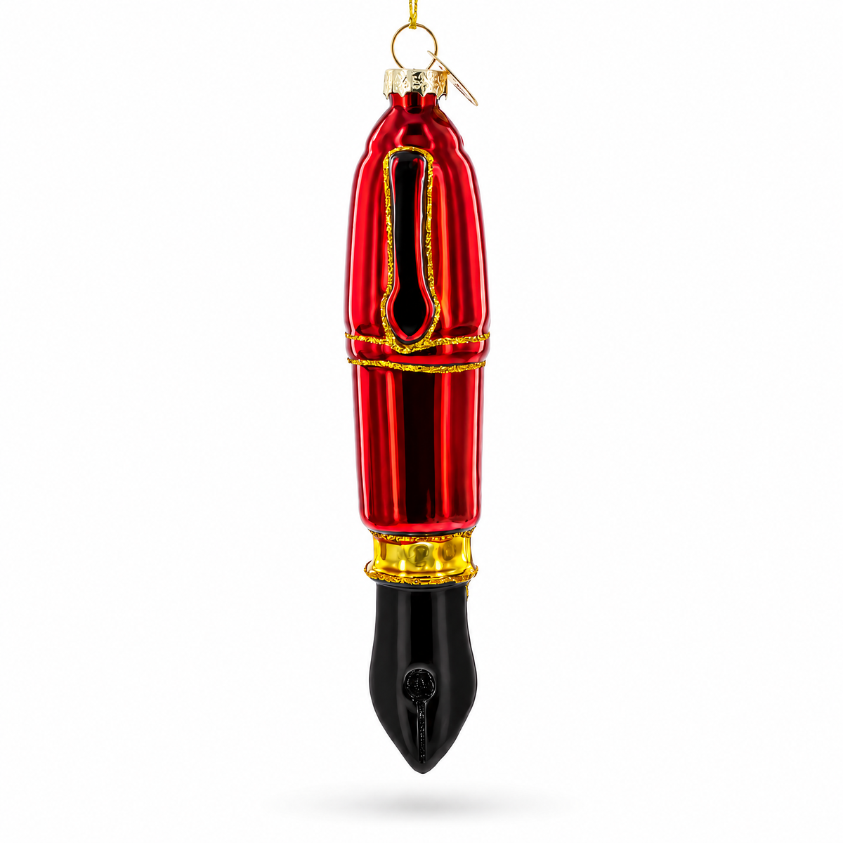 Red Fountain Pen Glass Christmas Ornament