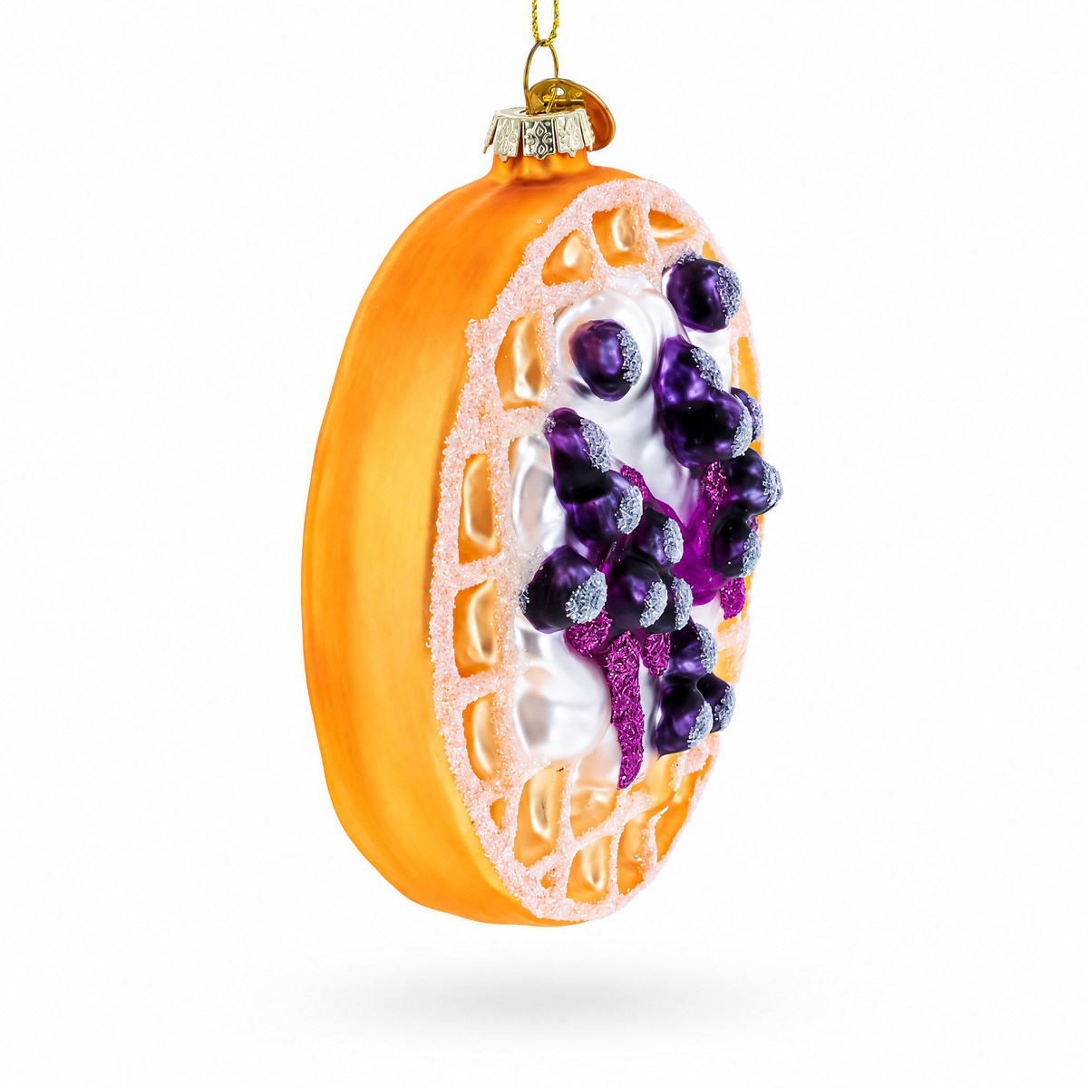 Blueberry Waffle Glass Christmas Ornament