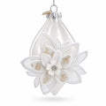 Frosted Petal Drop Glass Christmas Ornament