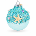 Sequins and Net Overlay Glass Ball Christmas Ornament