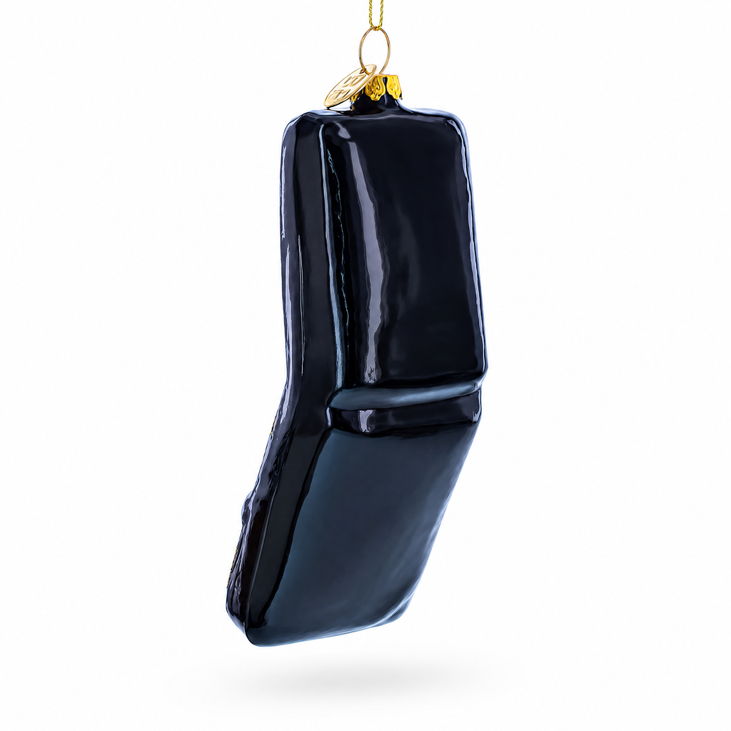 Black Makeup Compact with Mirror and Brush Glass Christmas Ornament