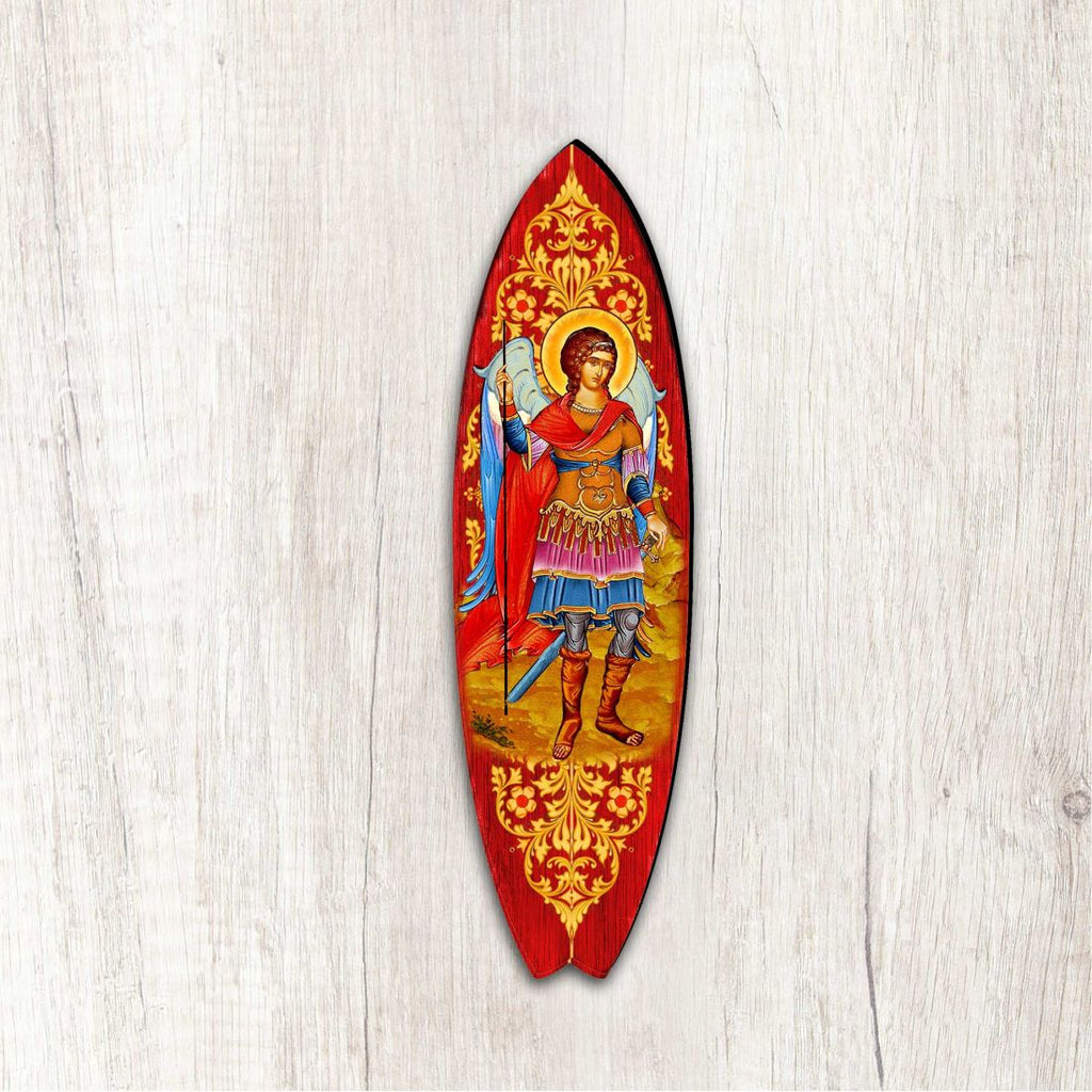 St. Michael Surfboard Coastal Outdoor Decor Large Ornament by G. DeBrekht - Coastal Holiday Decor - 8490105MS