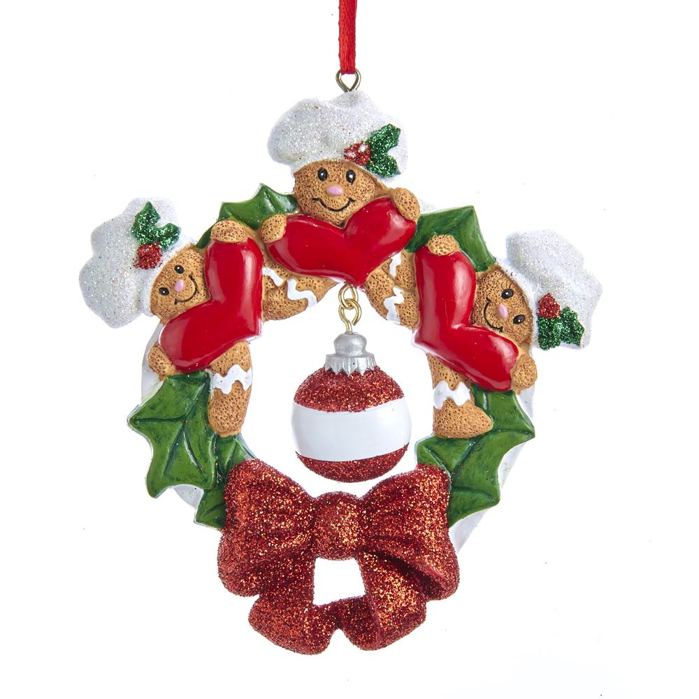 Gingerbread Wreath Ornament - Family of 3