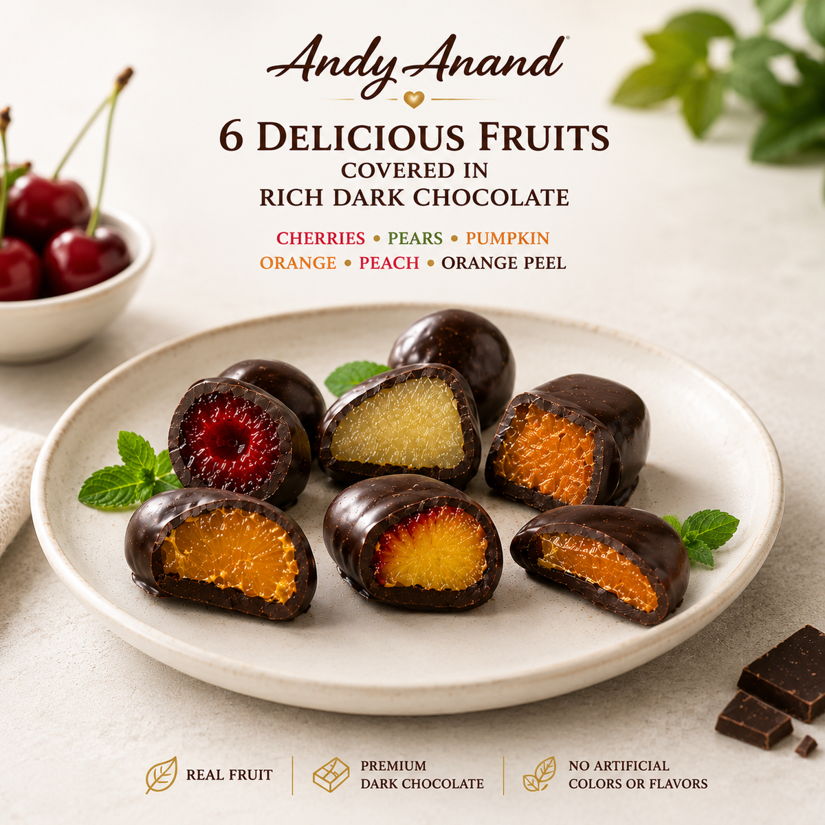 Chocolate Covered Fruits Gift Box, 20 Pieces